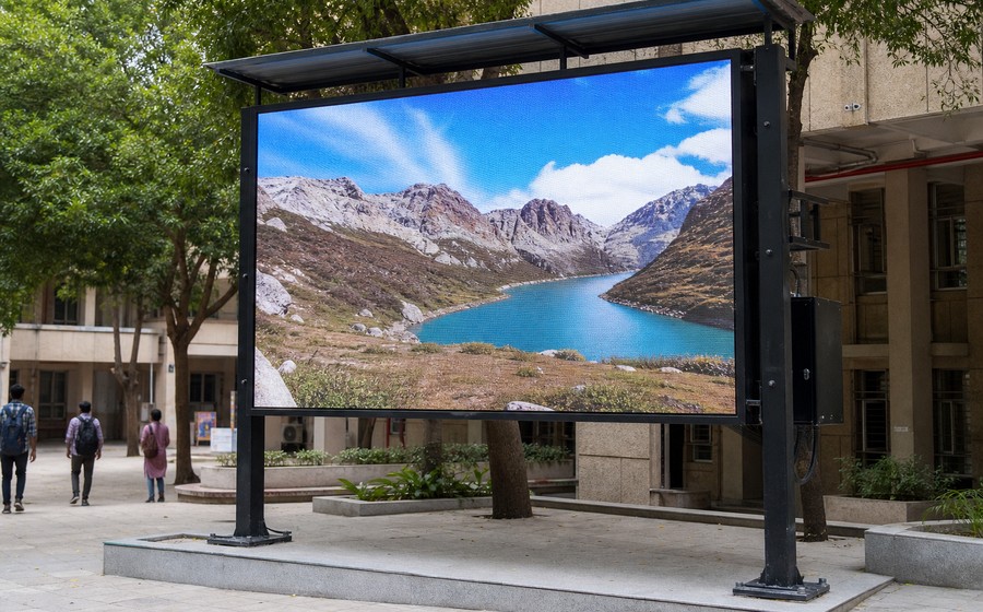 AI-generated realistic outdoor LED display installation