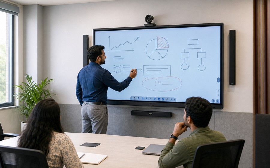AI-generated realistic interactive touch display training room