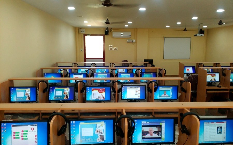 Loyola College Chennai English language lab setup